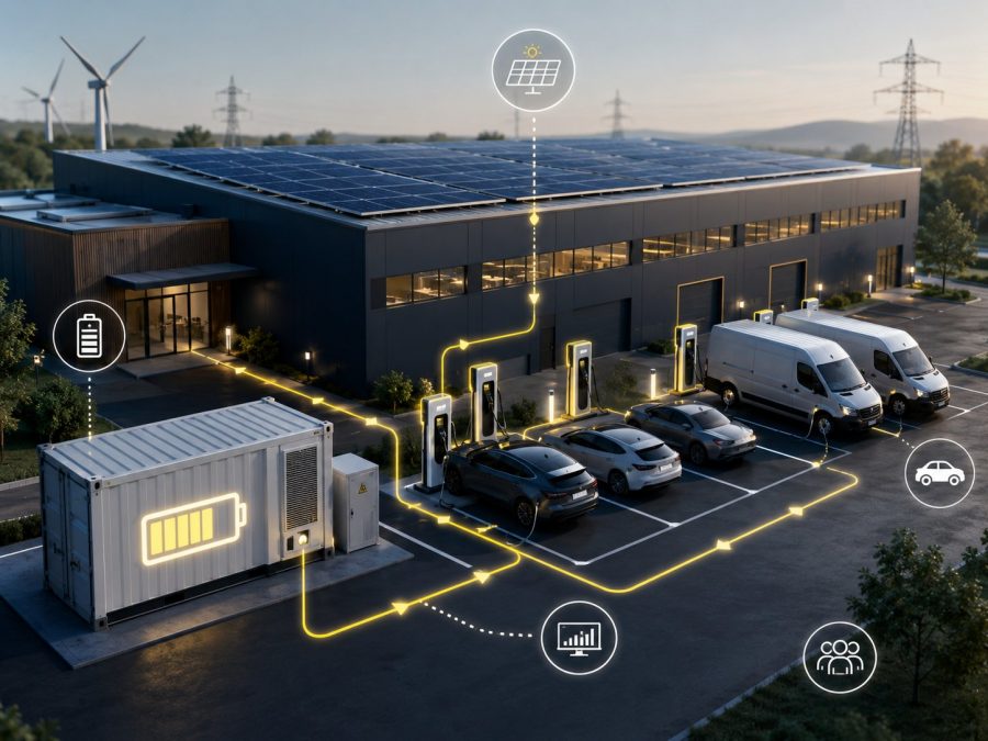 Photovoltaik, Speicher und Ladeinfrastruktur für 
Gewerbe und Industrie - schlüsselfertig aus einer Hand.